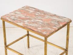 Pink Marble and Brass Side Table France 1970s - 3915741