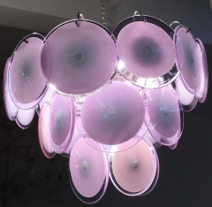 Pink Murano Glass Disc Chandelier Italy 1970s - 1701809