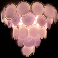 Pink Murano Glass Disc Chandelier Italy 1970s - 1701811