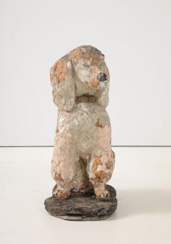 Pink Painted Reconstituted Stone Dog Poodle Garden Ornament France 20th Century - 3822217