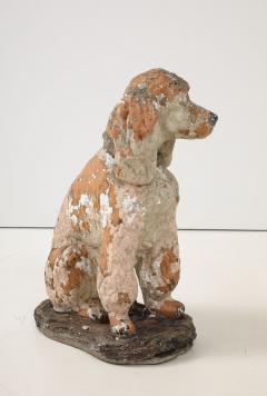 Pink Painted Reconstituted Stone Dog Poodle Garden Ornament France 20th Century - 3822223