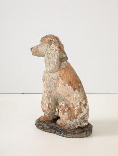 Pink Painted Reconstituted Stone Dog Poodle Garden Ornament France 20th Century - 3822224