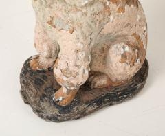 Pink Painted Reconstituted Stone Dog Poodle Garden Ornament France 20th Century - 3822226