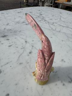 Pink Quartz Stone Toucan Parrot on Onyx Tree Stump - 4519083