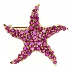 Pink Sapphire Starfish Brooch - 4736391