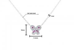 Pink Sapphire and Diamond Butterfly 14K White Gold Floating Pendant Necklace - 3513039