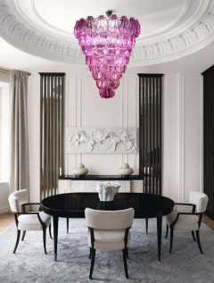 Pink Shell Pair of Murano Glass Huge Chandelier 1980 - 1489491