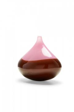 Pink and Brown Glass Bud Vase - 4675656