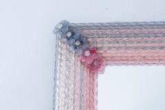 Pink and Grey Rectangular Venetian Murano Glass Mirror - 4804836