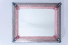 Pink and Grey Rectangular Venetian Murano Glass Mirror - 4804854