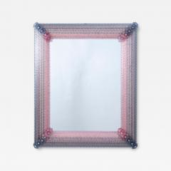 Pink and Grey Rectangular Venetian Murano Glass Mirror - 4804907
