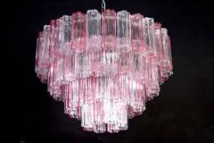 Pink and Ice Color Large Italian Murano Glass Tronchi Chandelier - 2171282