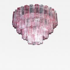 Pink and Ice Color Large Italian Murano Glass Tronchi Chandelier - 2474667