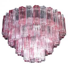 Pink and Ice Color Large Italian Murano Glass Tronchi Chandelier - 2786955