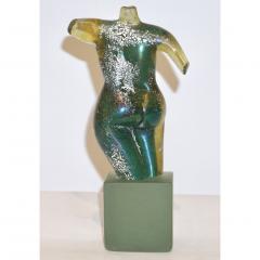 Pino Signoretto 1970s Pino Signoretto Italian Seafoam Green Scavo Murano Glass Nude Sculpture - 751684