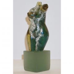 Pino Signoretto 1970s Pino Signoretto Italian Seafoam Green Scavo Murano Glass Nude Sculpture - 751685