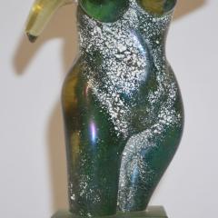 Pino Signoretto 1970s Pino Signoretto Italian Seafoam Green Scavo Murano Glass Nude Sculpture - 751687