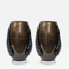 Pino Signoretto Black Gold Murano Glass Vases - 837543