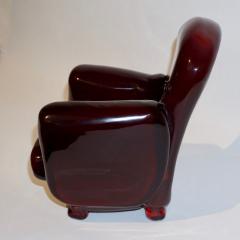 Pino Signoretto Pino Signoretto 1980s Italian Burgundy Red Murano Glass Miniature Armchair - 502660