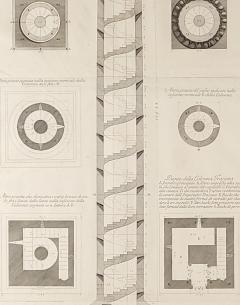 Piranesi Italian Engraving of Cross Section of Column of Trajan - 3068169