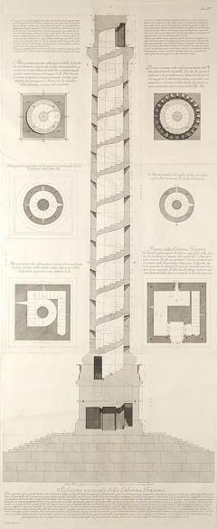Piranesi Italian Engraving of Cross Section of Column of Trajan - 3068320