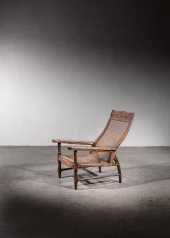 Planters chair in teak cane and brass Italy circa 1900 - 2969244
