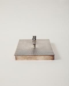 Plated Silver Box with Double Horse Head Decoration by Hermes Italy c 1955 - 4210583