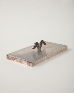 Plated Silver Box with Double Horse Head Decoration by Hermes Italy c 1955 - 4210584