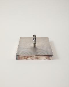 Plated Silver Box with Double Horse Head Decoration by Hermes Italy c 1955 - 4210586