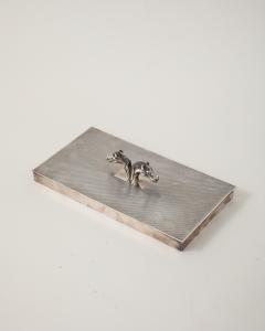 Plated Silver Box with Double Horse Head Decoration by Hermes Italy c 1955 - 4210587