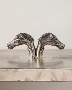 Plated Silver Box with Double Horse Head Decoration by Hermes Italy c 1955 - 4210589