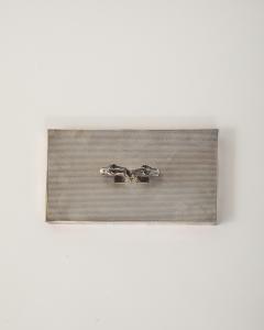 Plated Silver Box with Double Horse Head Decoration by Hermes Italy c 1955 - 4210592
