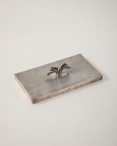 Plated Silver Box with Double Horse Head Decoration by Hermes Italy c 1955 - 4210593