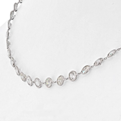 Platinum 13 50cts Round Cut Diamond By The Yard Necklace - 4097798