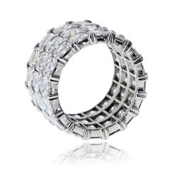 Platinum 16 25cttw Asscher Cut Three Row Diamond Eternity Ring - 4442341