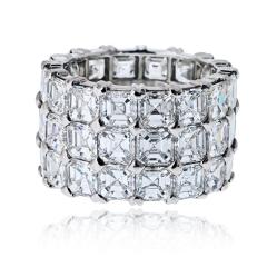 Platinum 16 25cttw Asscher Cut Three Row Diamond Eternity Ring - 4442342