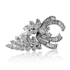 Platinum 18 00cttw Diamond Marquise And Baguette Cuts Brooch - 4013929