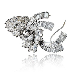 Platinum 18 00cttw Diamond Marquise And Baguette Cuts Brooch - 4013933