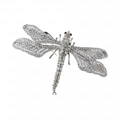 Platinum 18K White Gold Diamond Dragonfly With Ruby Eyes Brooch - 4246810