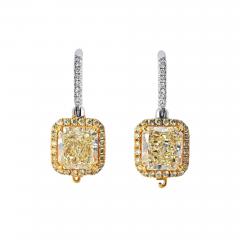 Platinum 18K Yellow Gold 2 01 FYFC SI1 GIA Earrings - 4447112