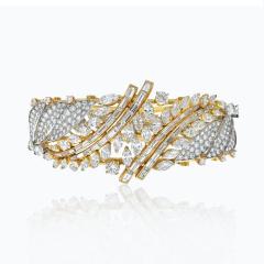 Platinum 18K Yellow Gold 27 50cts Round And Baguette Cut Diamond Bracelet - 4521127
