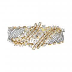 Platinum 18K Yellow Gold 27 50cts Round And Baguette Cut Diamond Bracelet - 4521128