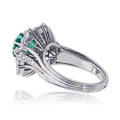 Platinum 2 carat Green Emerald and Diamond Ring - 4549418