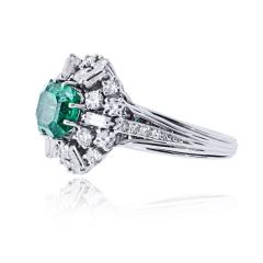Platinum 2 carat Green Emerald and Diamond Ring - 4549419