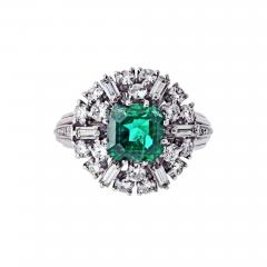 Platinum 2 carat Green Emerald and Diamond Ring - 4553386