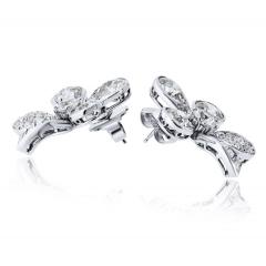 Platinum 4 Leaf Clover Style 8 67cts Old Euro Diamond Earrings - 4648710