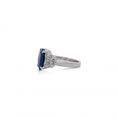 Platinum 7 52 Carat Cushion Cut Blue Sapphire and Diamond Engagement Ring - 3730405