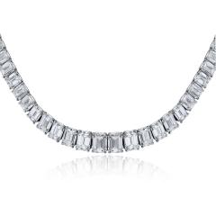 Platinum 79 26cttw Emerald Cut Diamond GIA Necklace - 4762169