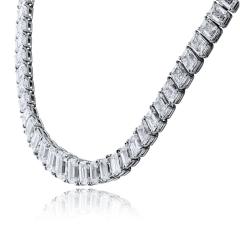 Platinum 79 26cttw Emerald Cut Diamond GIA Necklace - 4762172