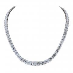 Platinum 79 26cttw Emerald Cut Diamond GIA Necklace - 4762528